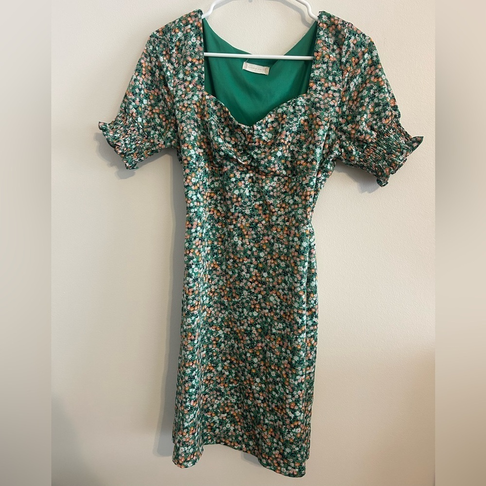 Altar’d State Green Floral Smocked Midi Dress